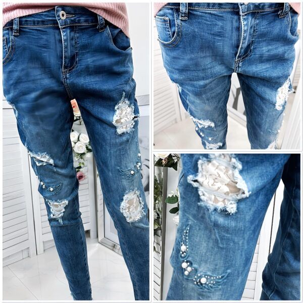 Jeans s krajkou , trhané
